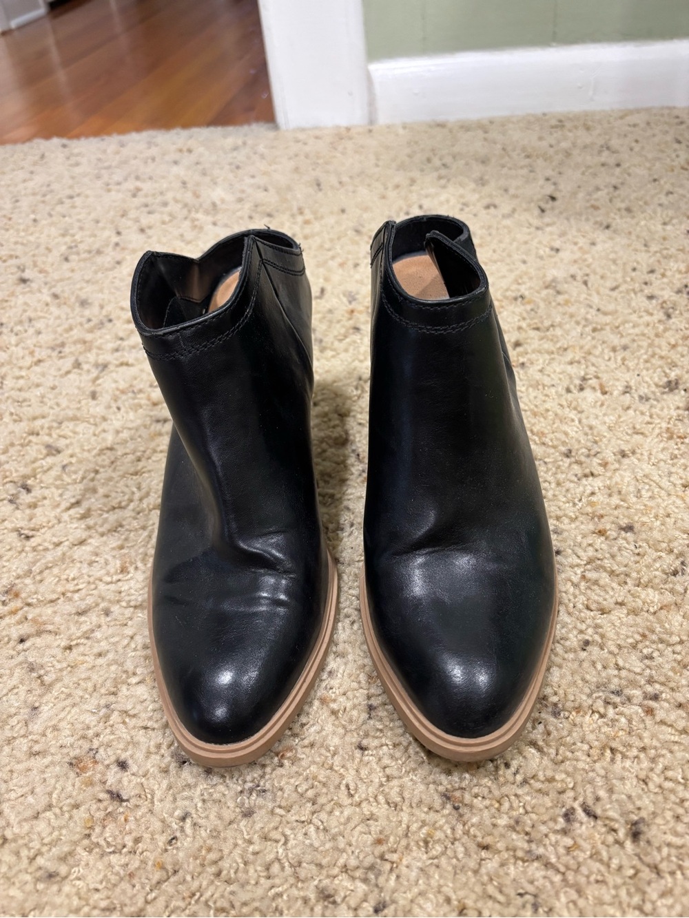 Dolce Vita Black Leather Slip-On Block Heel Mules